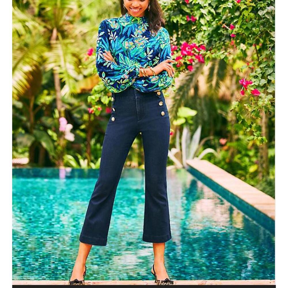 #2414 Lilly Pulitzer NWT 27" Parrish High Rise Crop Flare Pants Size 8 Cosmic